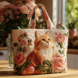 Bolsa Artesanal – Gato Vermelho com Rosas