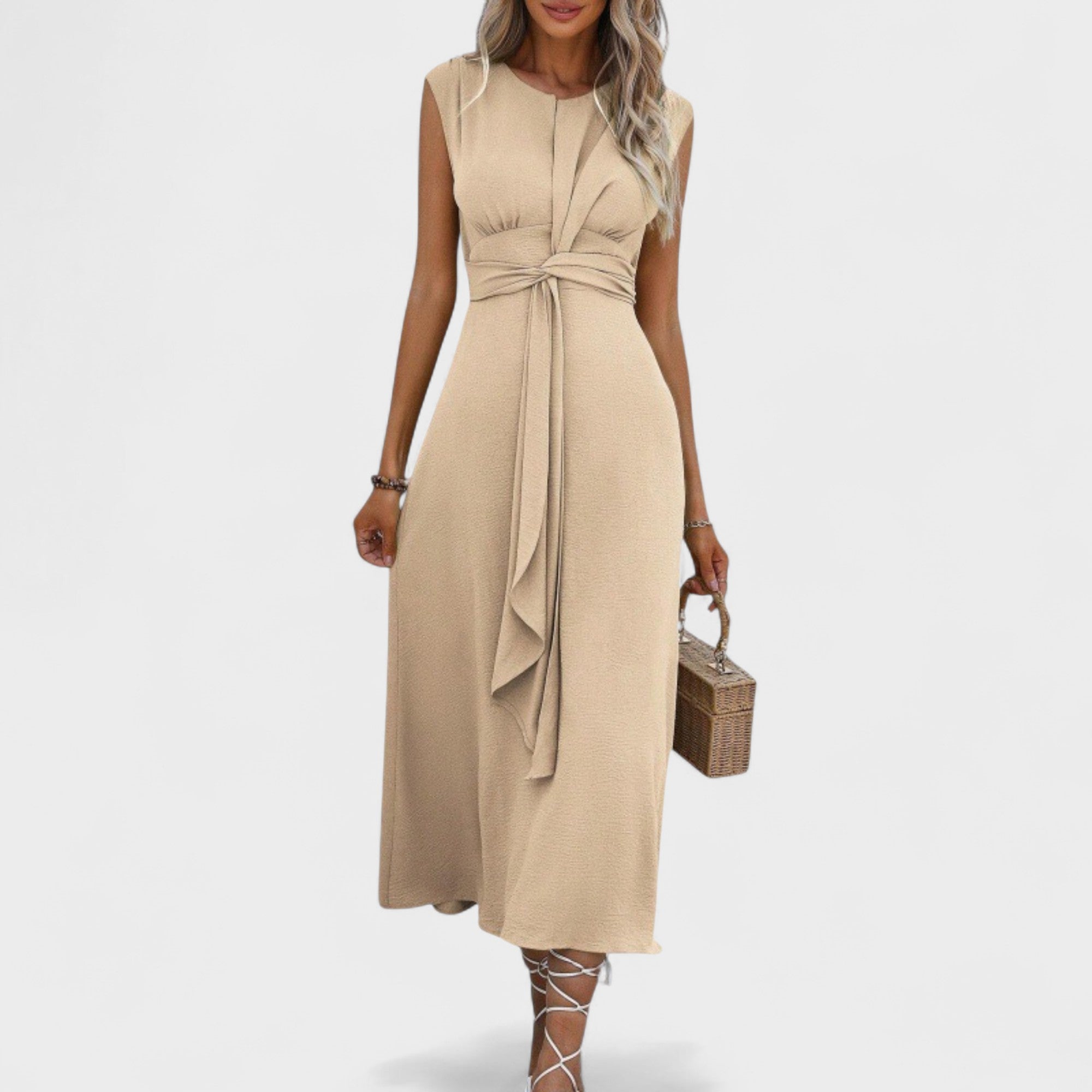 Emilia - Vestido maxi elegante sem mangas e gola redonda