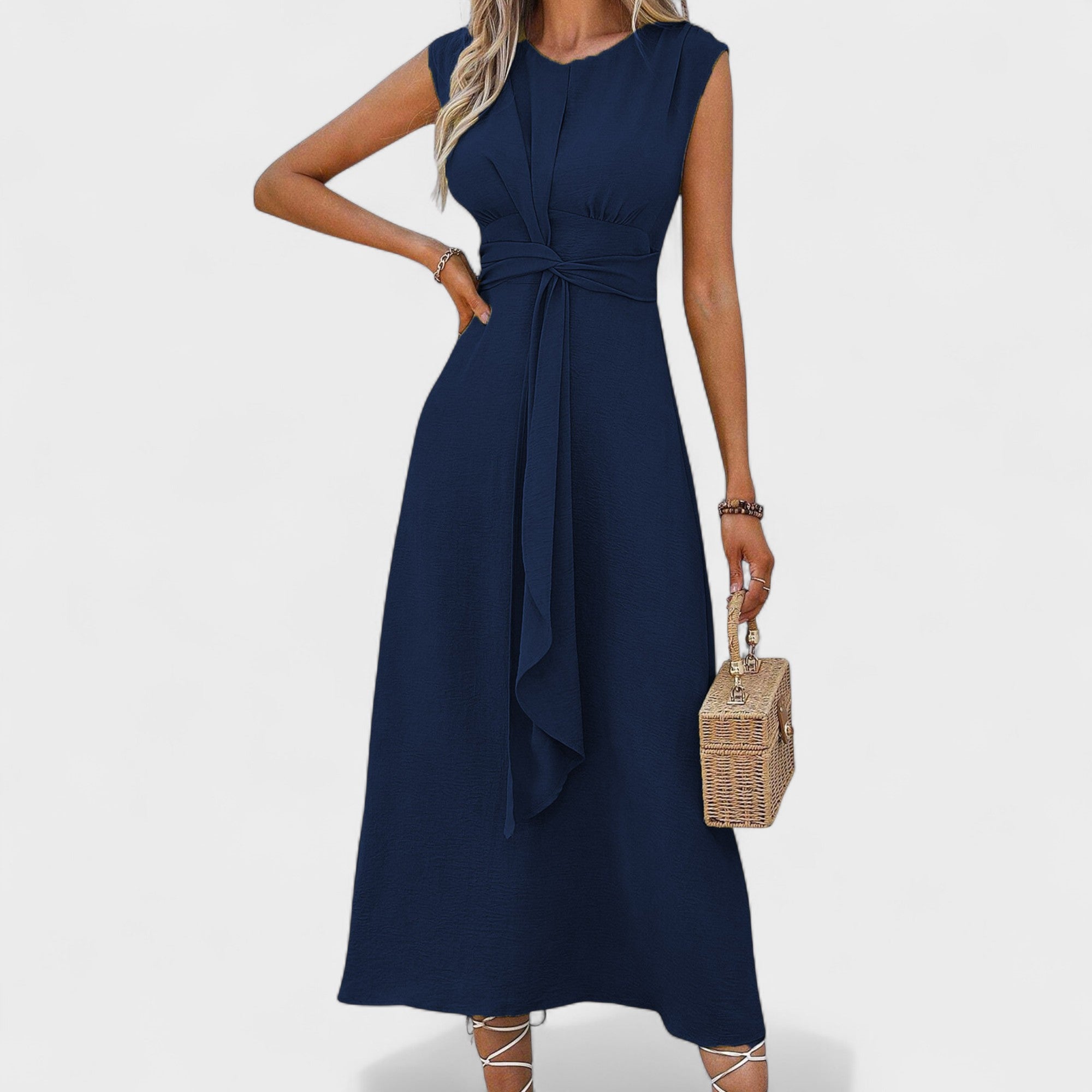 Emilia - Vestido maxi elegante sem mangas e gola redonda