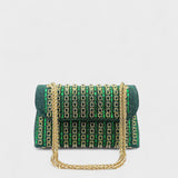 Claudia - Bolsa de ombro com corrente elegante e diamantes coloridos