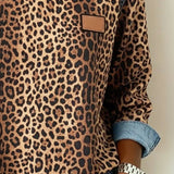 Sweatshirt em Patchwork com Estampado de Leopardo
