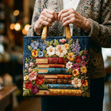 Bolsa Feita à Mão - Padrão Floral e Livros