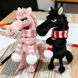 Cavalo Preto | Fantoche de Mão Macio Feito à Mão